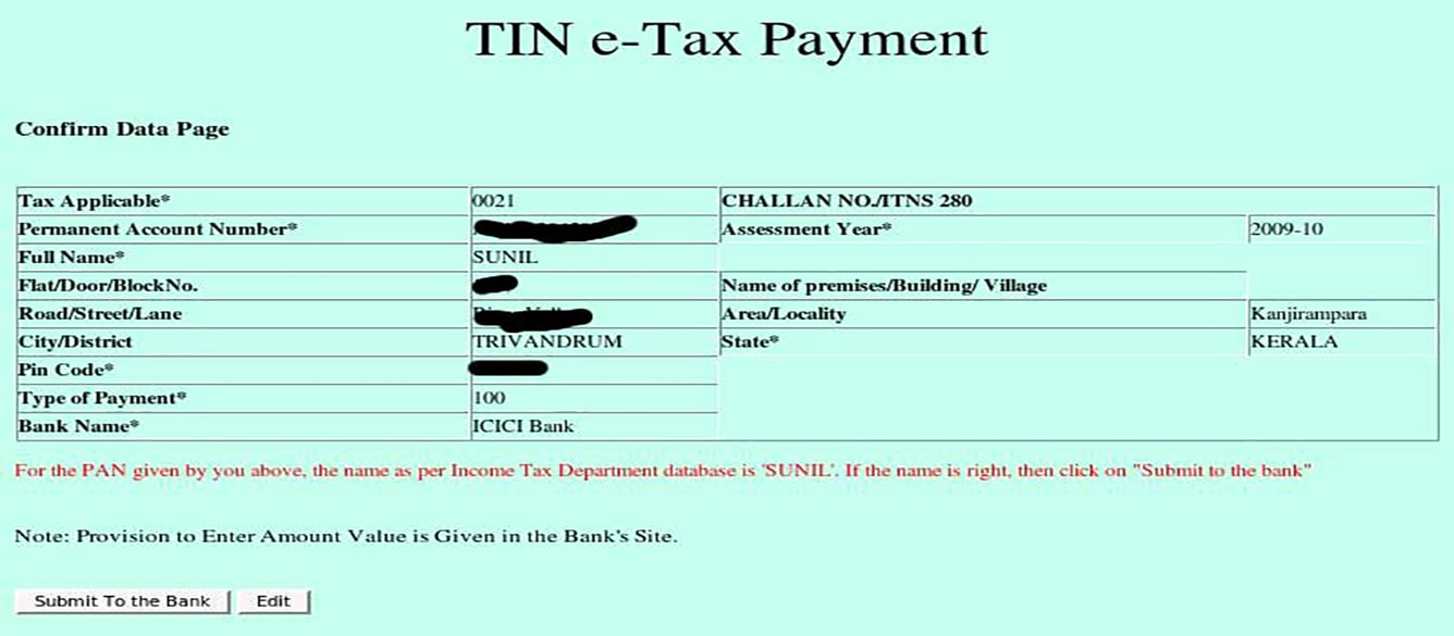 TIN e-TAX Payment